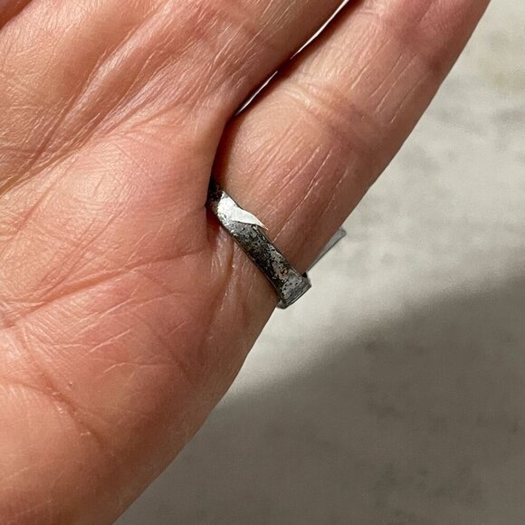 Vintage Genuine Blue Lapis Lazuli Cabochon Rectangular Setting Sterling Ring 4.5 - Picture 7 of 8